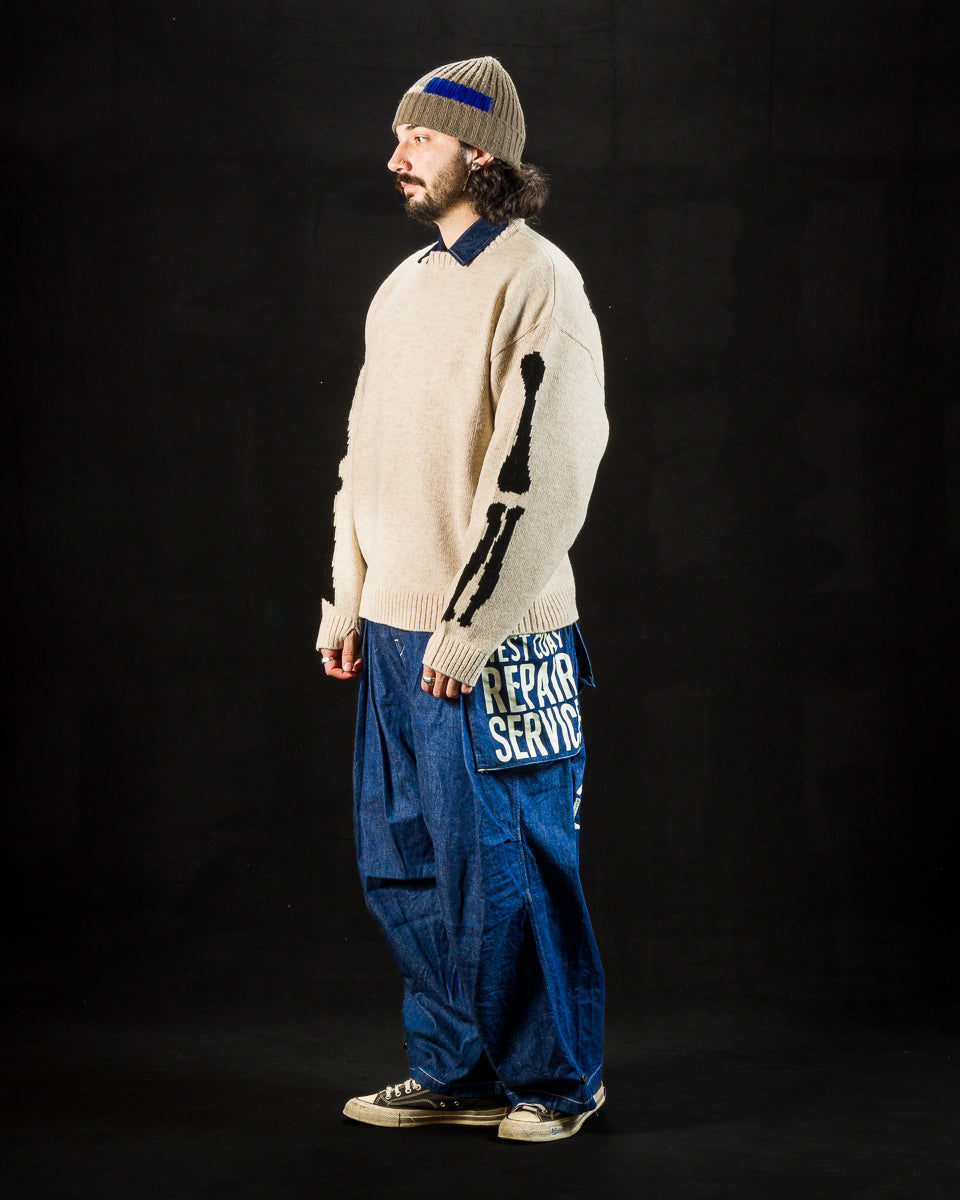 Kapital 5G Wool BONE Crew Sweater - Ecru - Standard & Strange