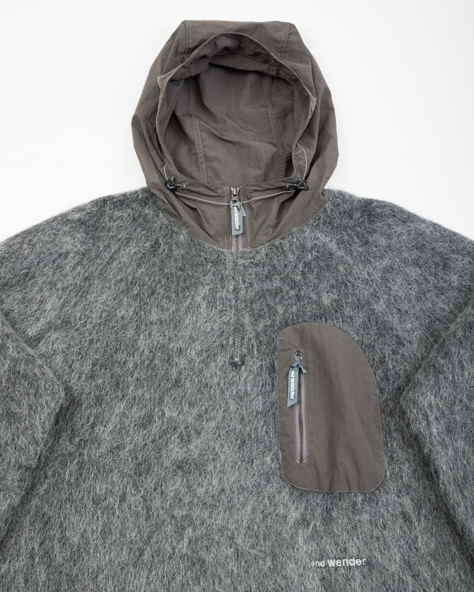 And Wander Mohair Wool Knit Hoodie - Gray - Standard & Strange