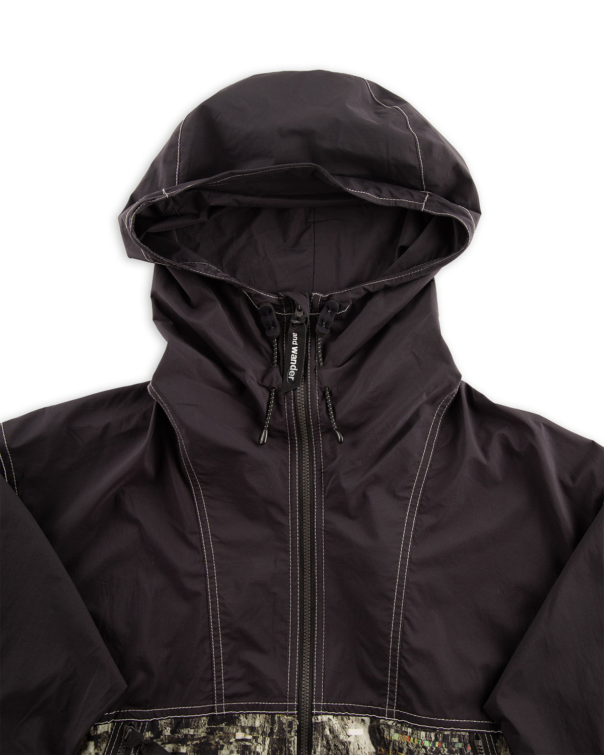 And Wander PERTEX Printed Wind Jacket - Black - Standard & Strange