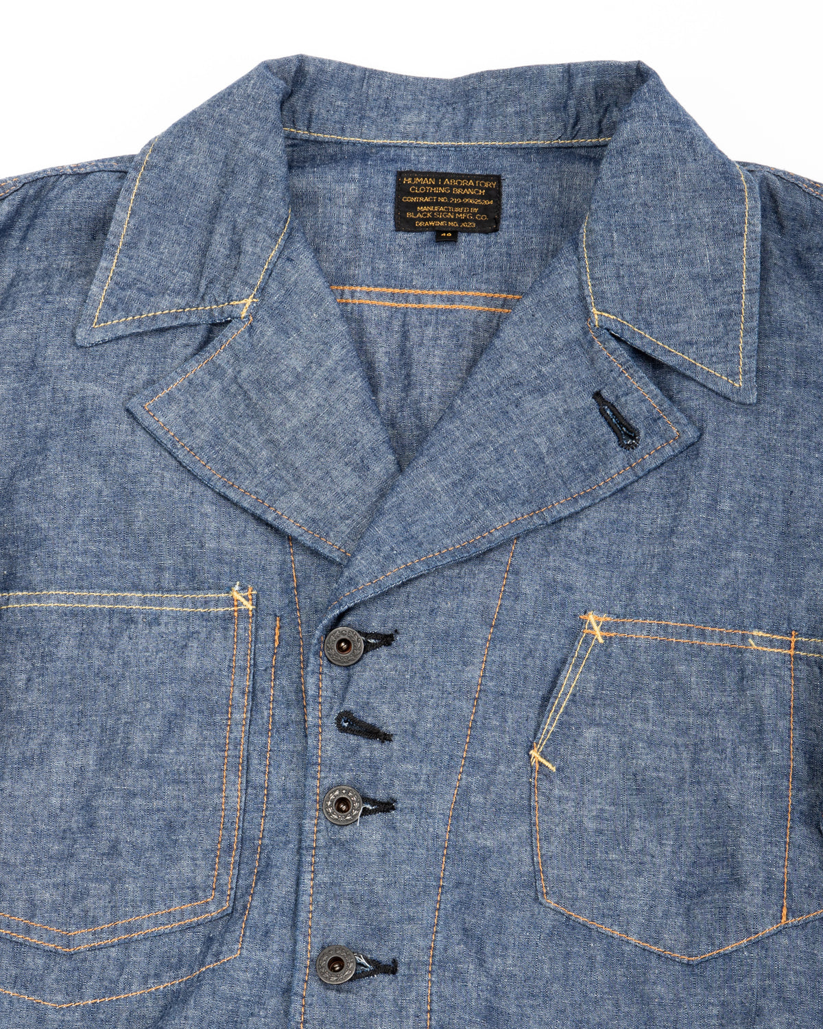 Black Sign 1940s 5.5oz Selvage US Army Field Jacket - Indigo Chambray - Standard & Strange