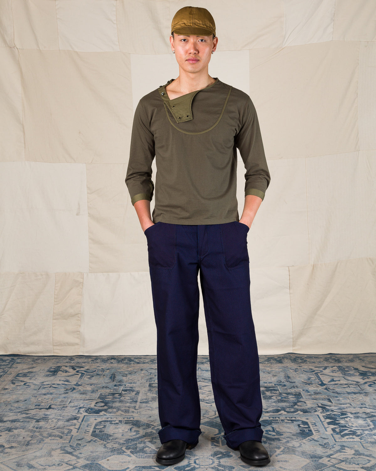 Black Sign 3/4 Sleeve Double Breasted Underwear - Soldier Green - Standard & Strange