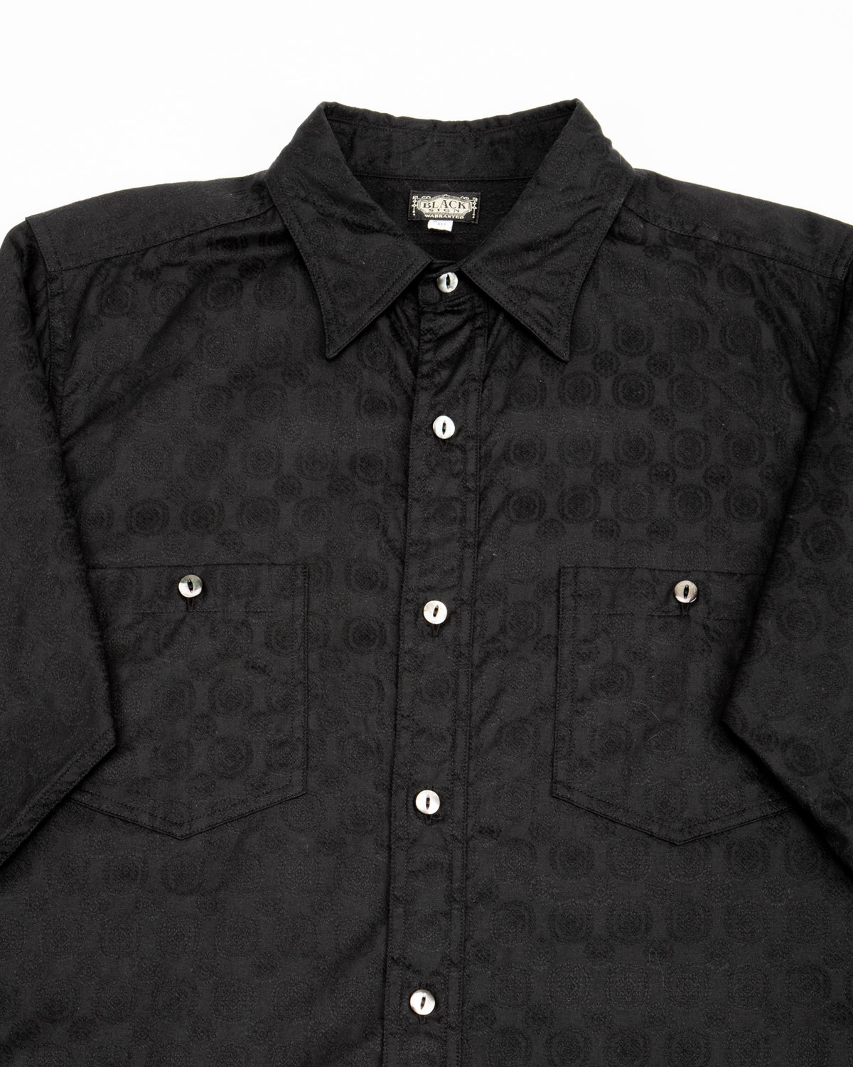 Black Sign Fine Pattern Jacquard Open Pocket Work Shirt - Midnight Black - Standard & Strange