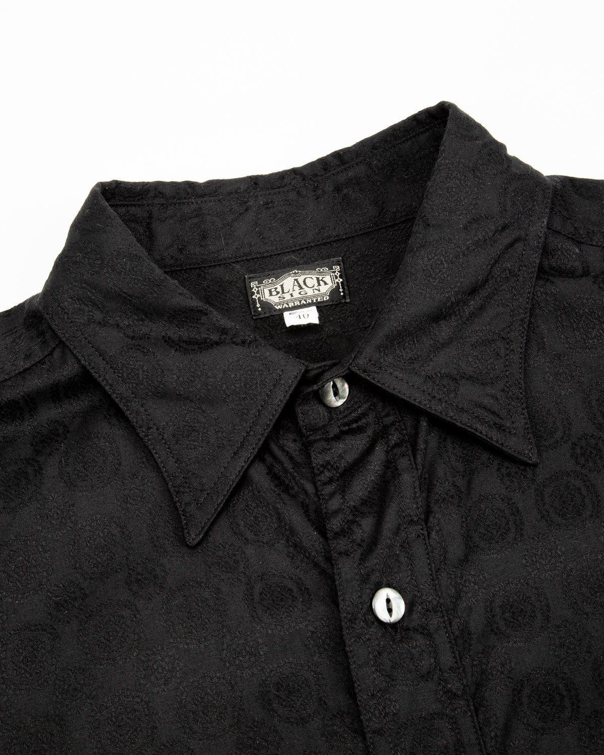 Black Sign Fine Pattern Jacquard Open Pocket Work Shirt - Midnight Black - Standard & Strange
