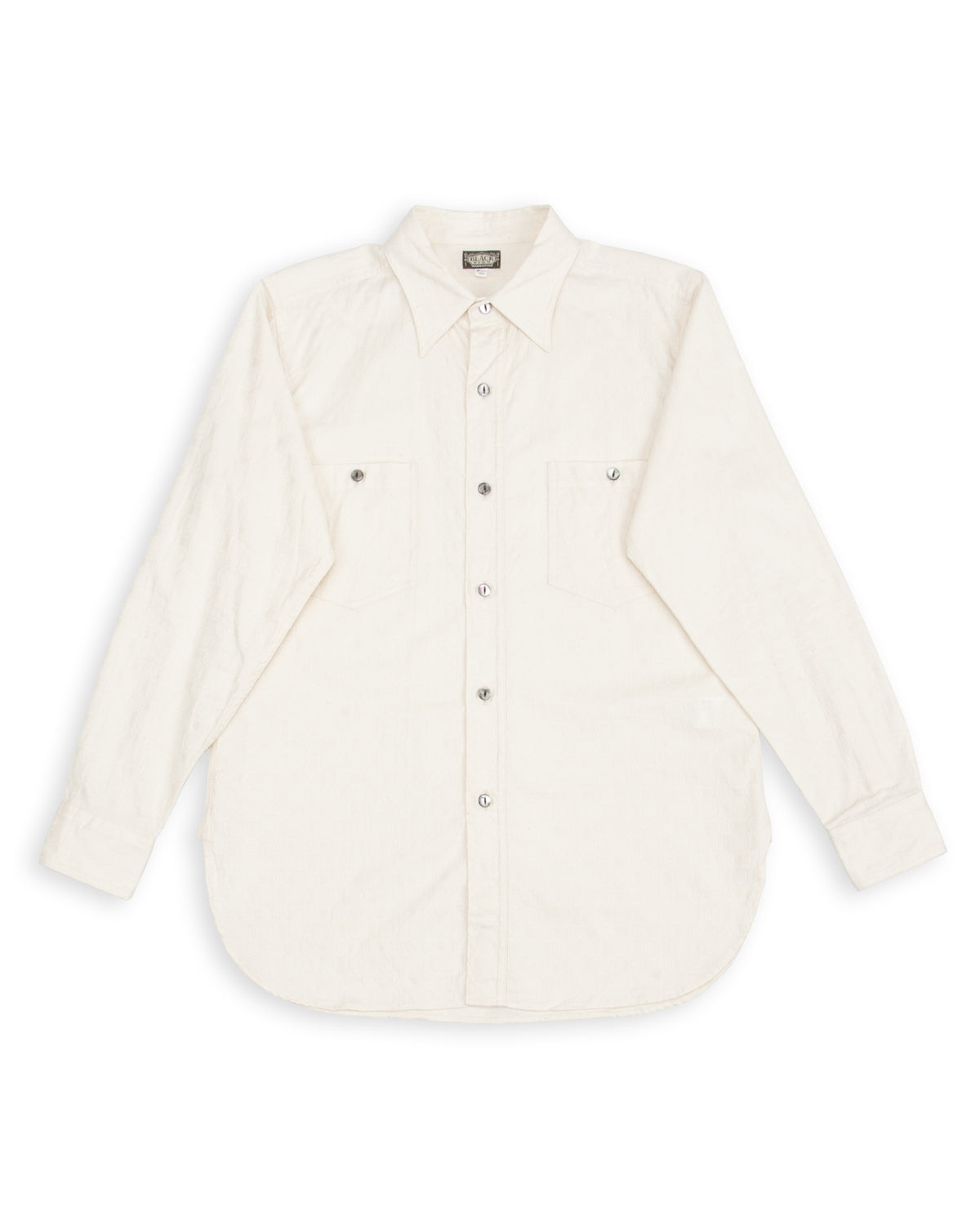 Black Sign Fine Pattern Jacquard Open Pocket Work Shirt - Salt White - Standard & Strange