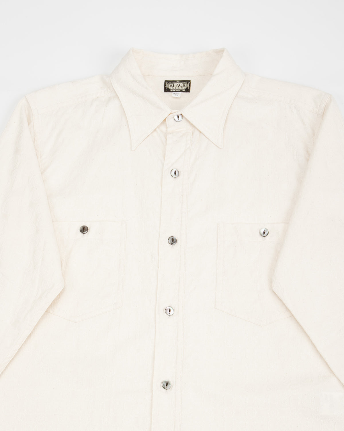 Black Sign Fine Pattern Jacquard Open Pocket Work Shirt - Salt White - Standard & Strange