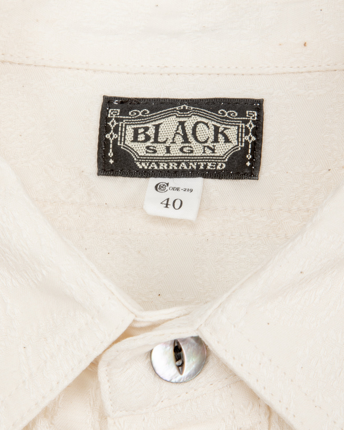 Black Sign Fine Pattern Jacquard Open Pocket Work Shirt - Salt White - Standard & Strange