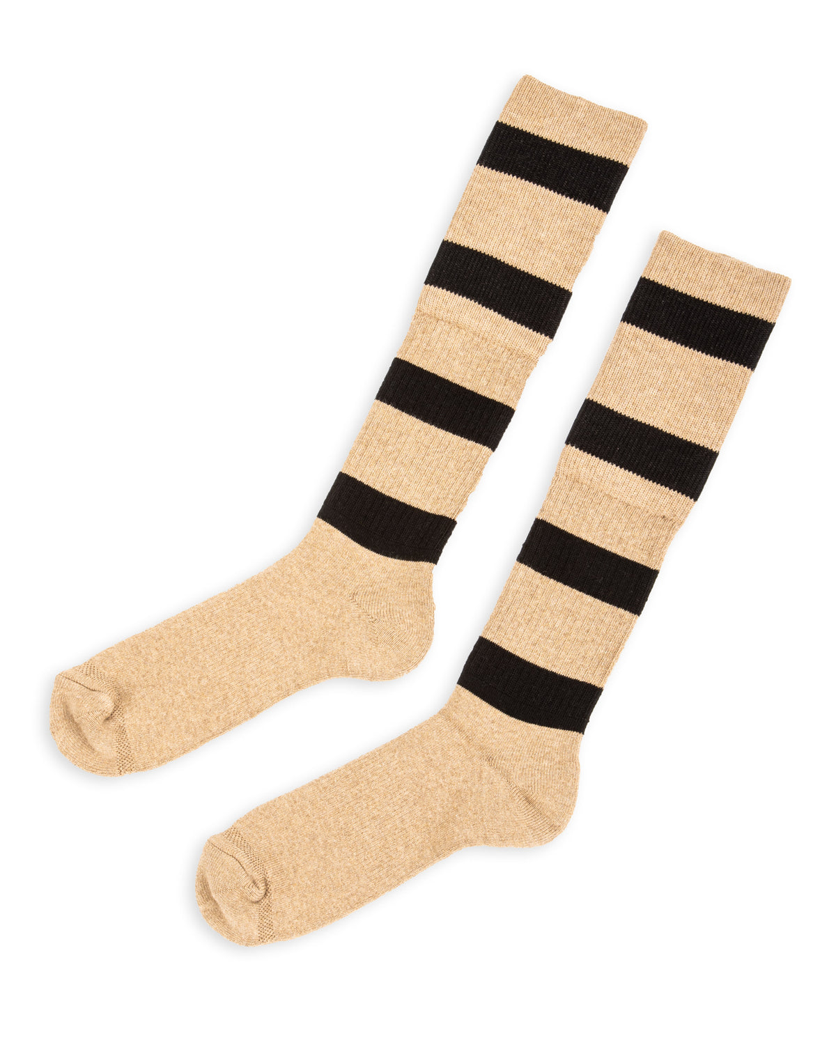 Black Sign Wide Border BS Fit Boot Socks - Midnight Black x Mud Beige - Standard & Strange