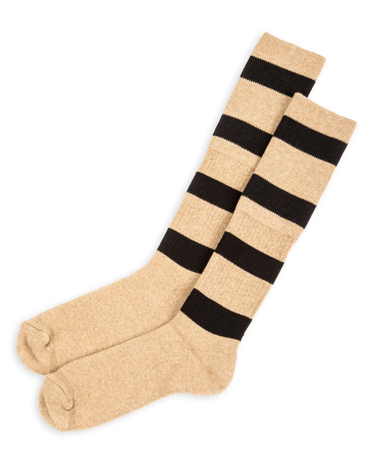 Black Sign Wide Border BS Fit Boot Socks - Midnight Black x Mud Beige - Standard & Strange