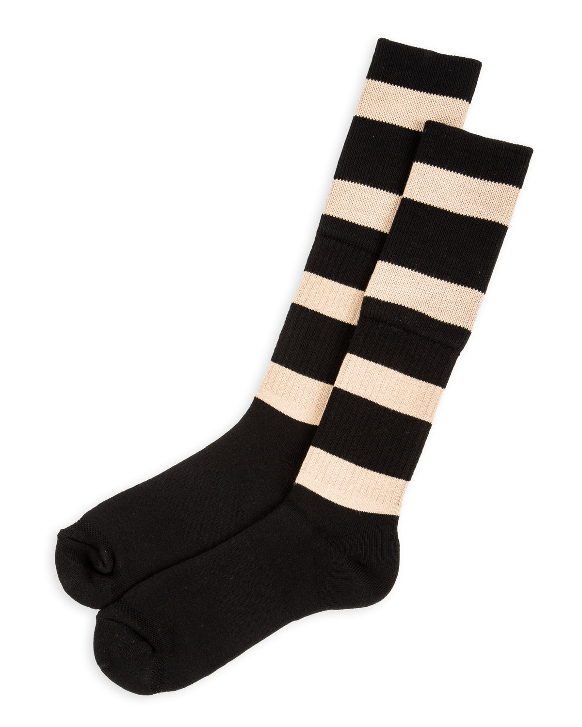 Black Sign Wide Border BS Fit Boot Socks - Midnight Black x Sand Beige - Standard & Strange
