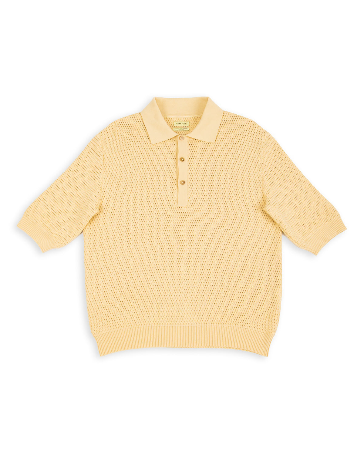 De Bonne Facture Honeycomb Knitted Polo - Butter Yellow - Standard & Strange