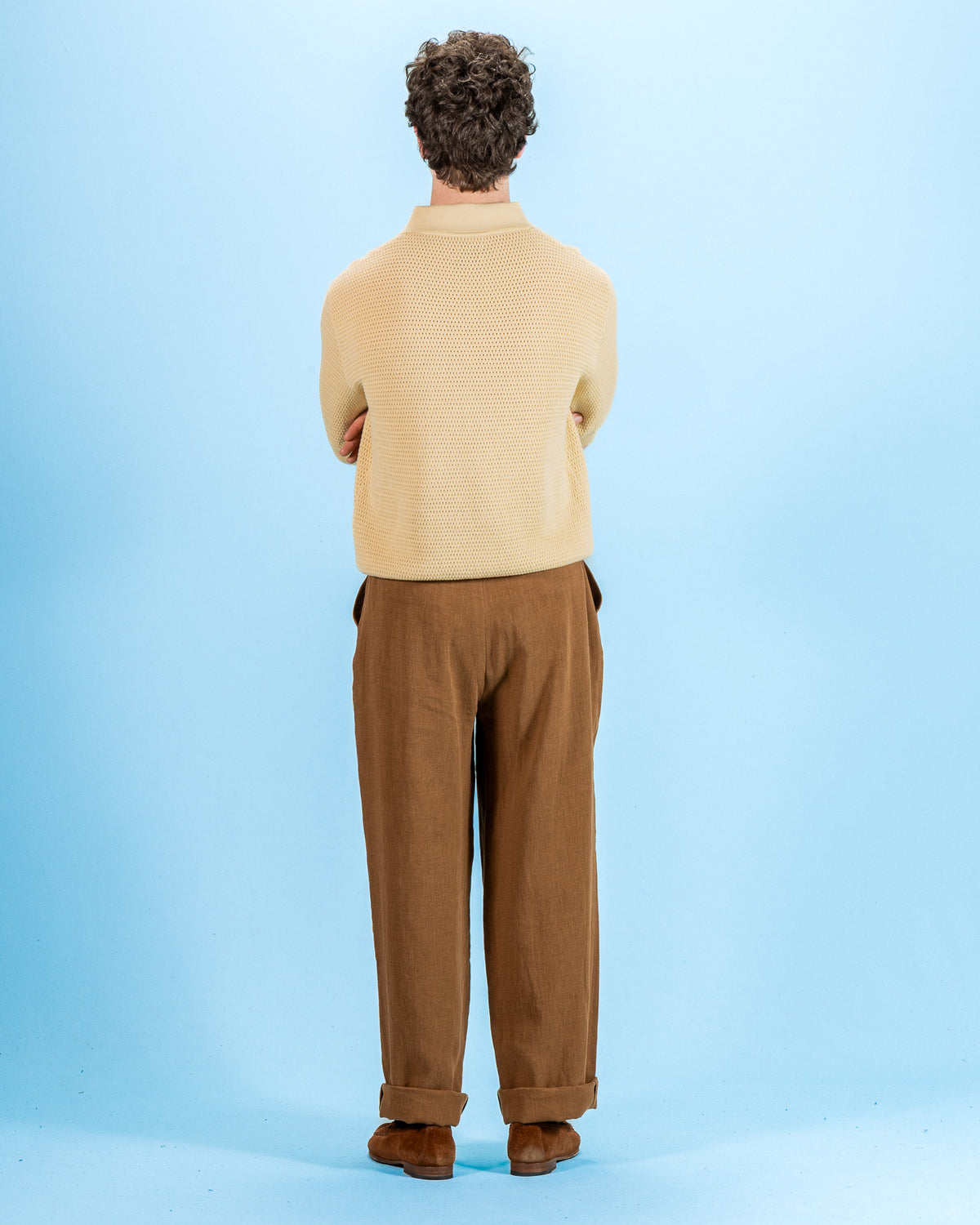 De Bonne Facture Honeycomb Knitted Polo - Butter Yellow - Standard & Strange