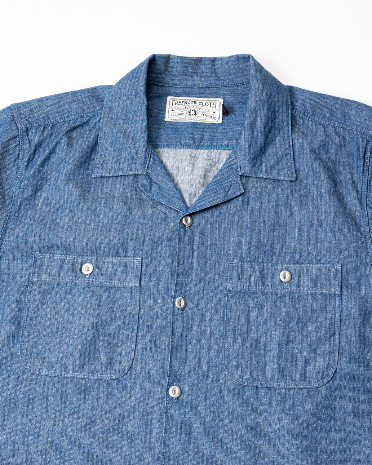 Freenote Dayton S/S Shirt - 5oz Blue Herringbone - Standard & Strange