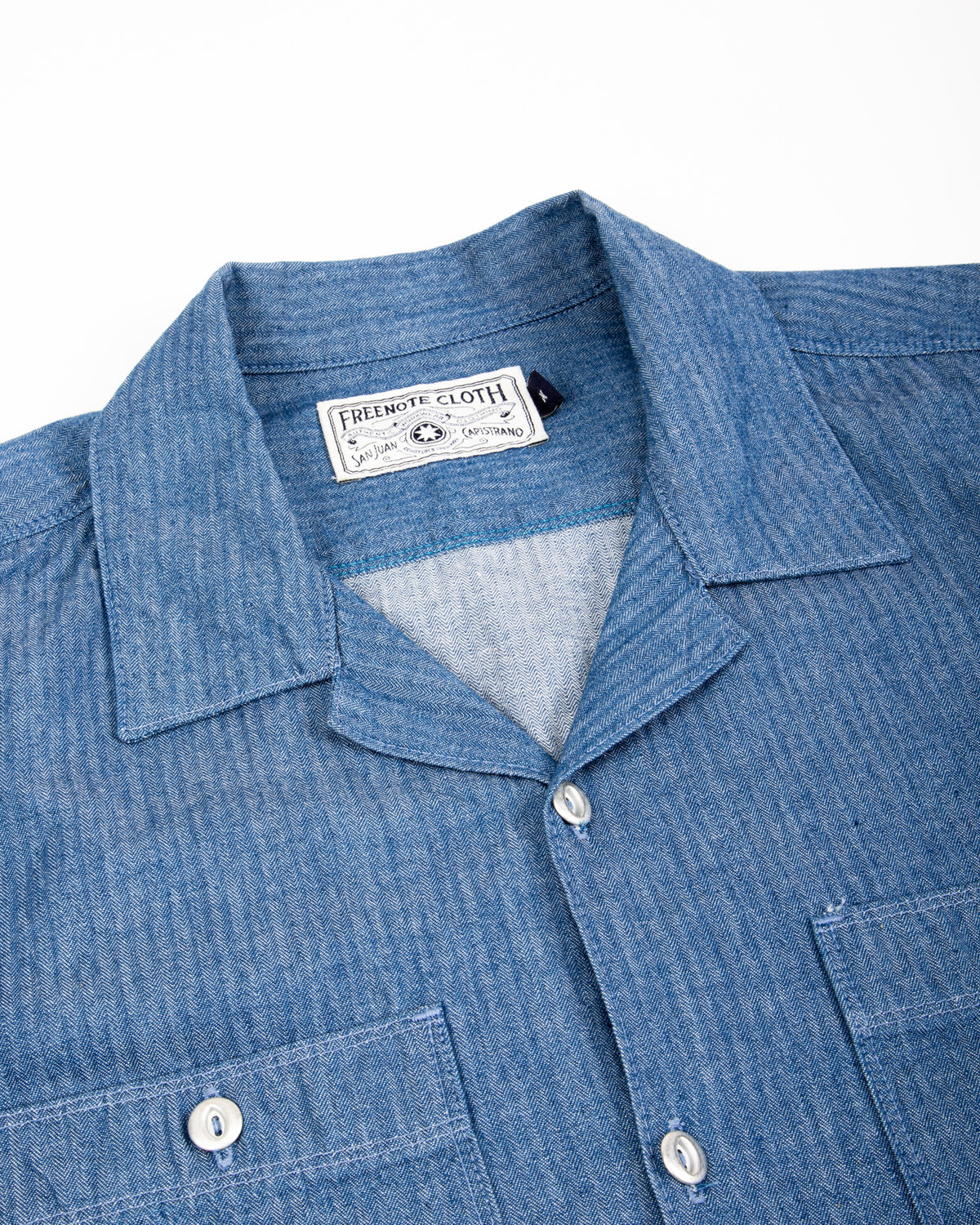 Freenote Dayton S/S Shirt - 5oz Blue Herringbone - Standard & Strange