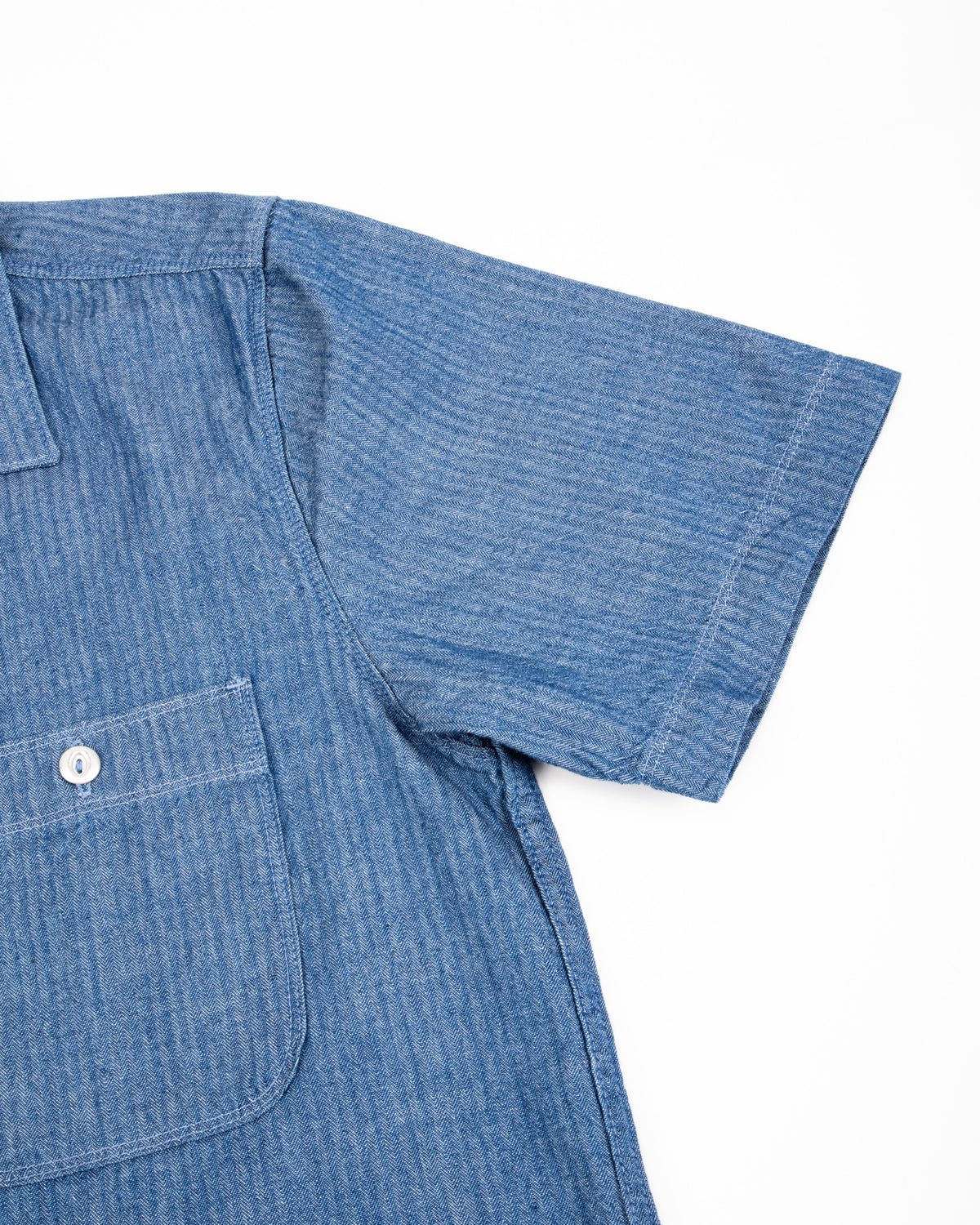 Freenote Dayton S/S Shirt - 5oz Blue Herringbone - Standard & Strange