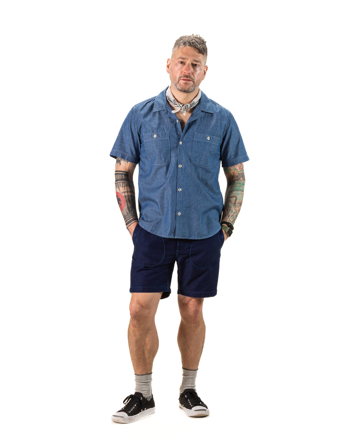 Freenote Dayton S/S Shirt - 5oz Blue Herringbone - Standard & Strange