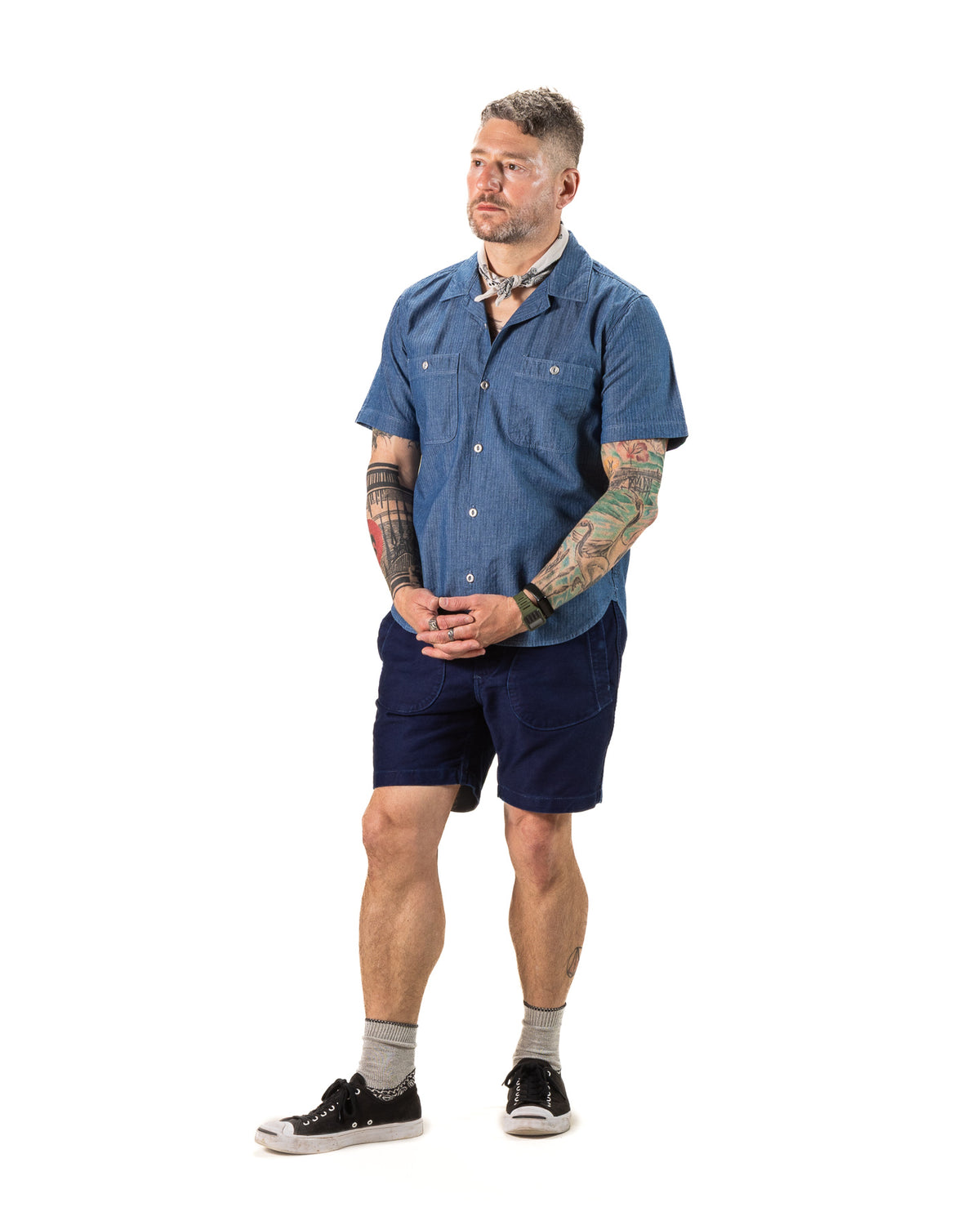 Freenote Dayton S/S Shirt - 5oz Blue Herringbone - Standard & Strange