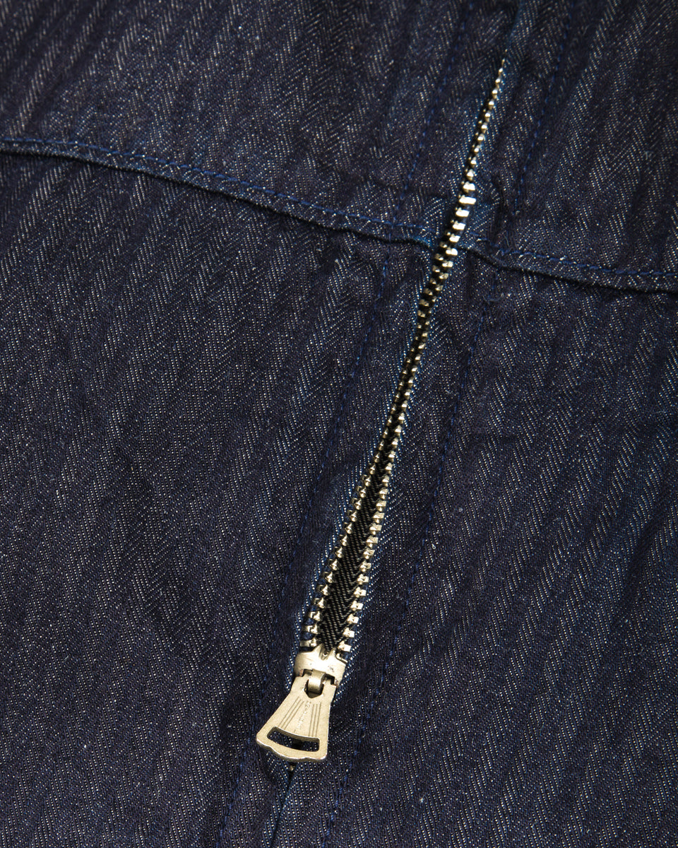 Freenote Yorba Zip S/S Shirt - Navy Herringbone - Standard & Strange
