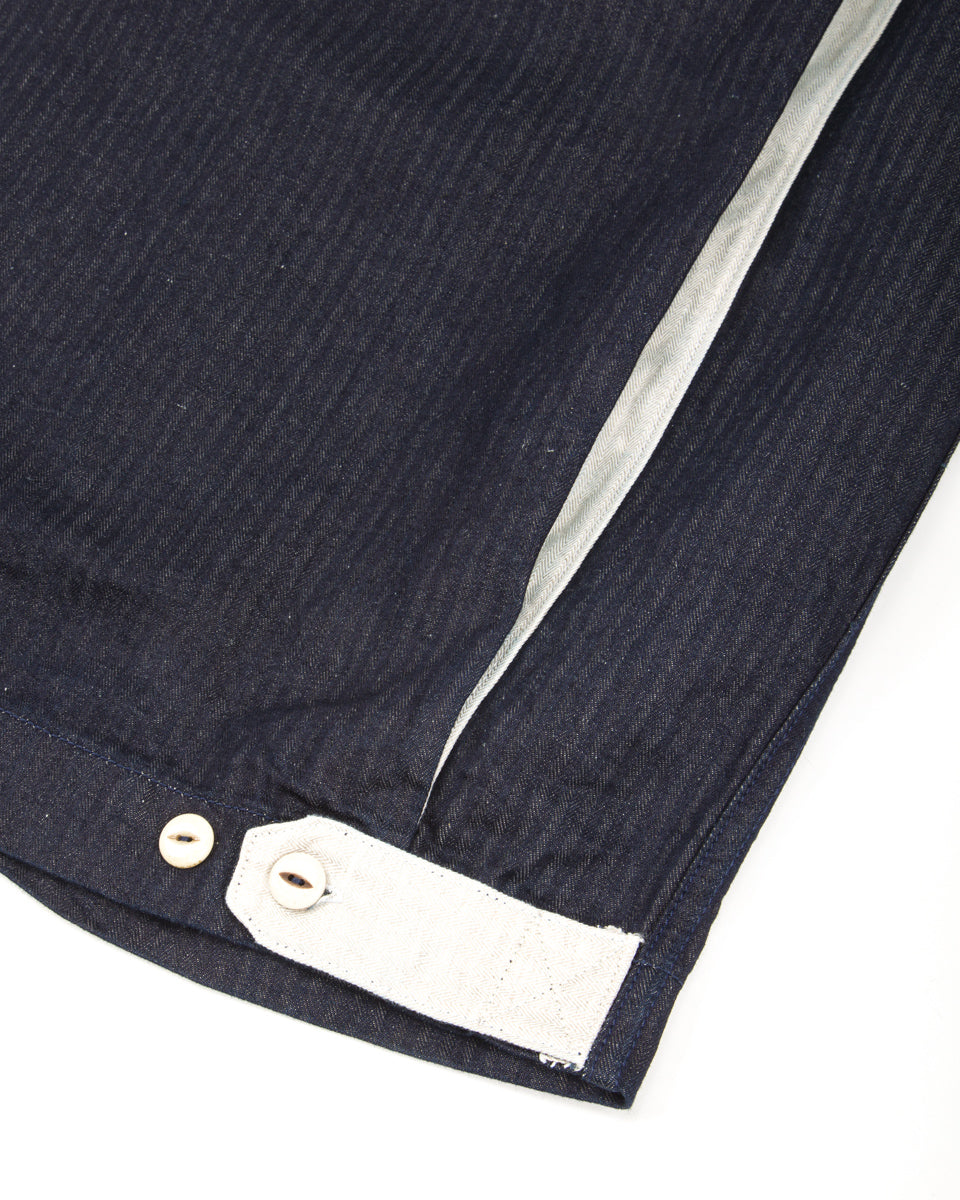 Freenote Yorba Zip S/S Shirt - Navy Herringbone - Standard & Strange