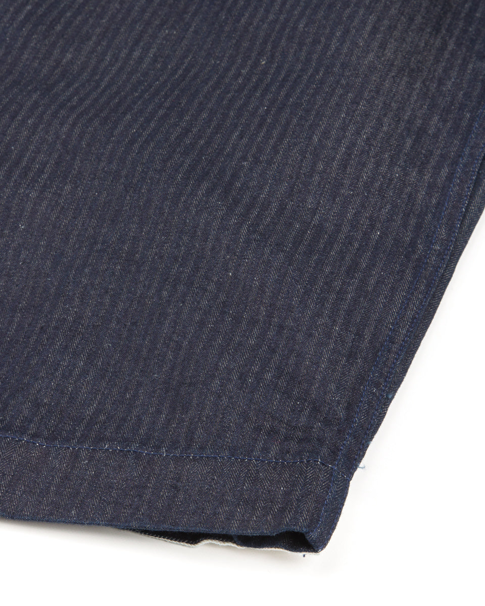 Freenote Yorba Zip S/S Shirt - Navy Herringbone - Standard & Strange