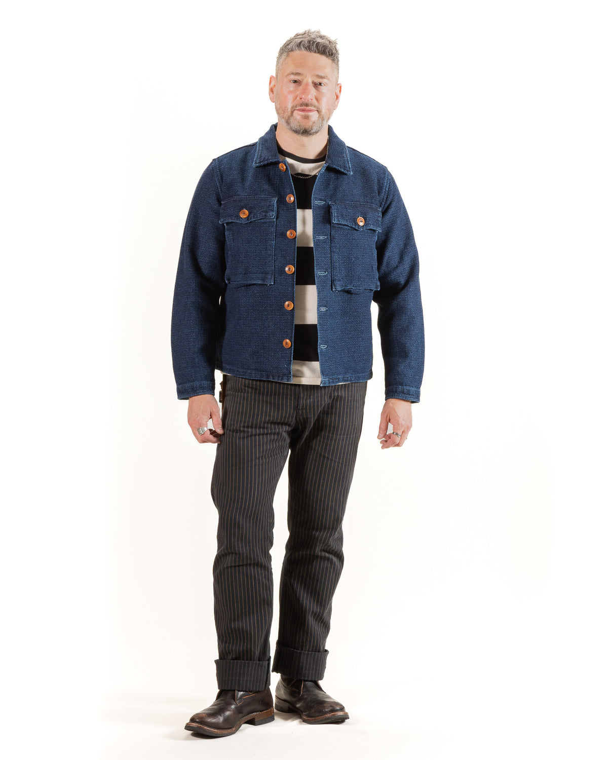 Freenote Midway CPO Shirt - Sashiko Single Rinsed - Standard & Strange