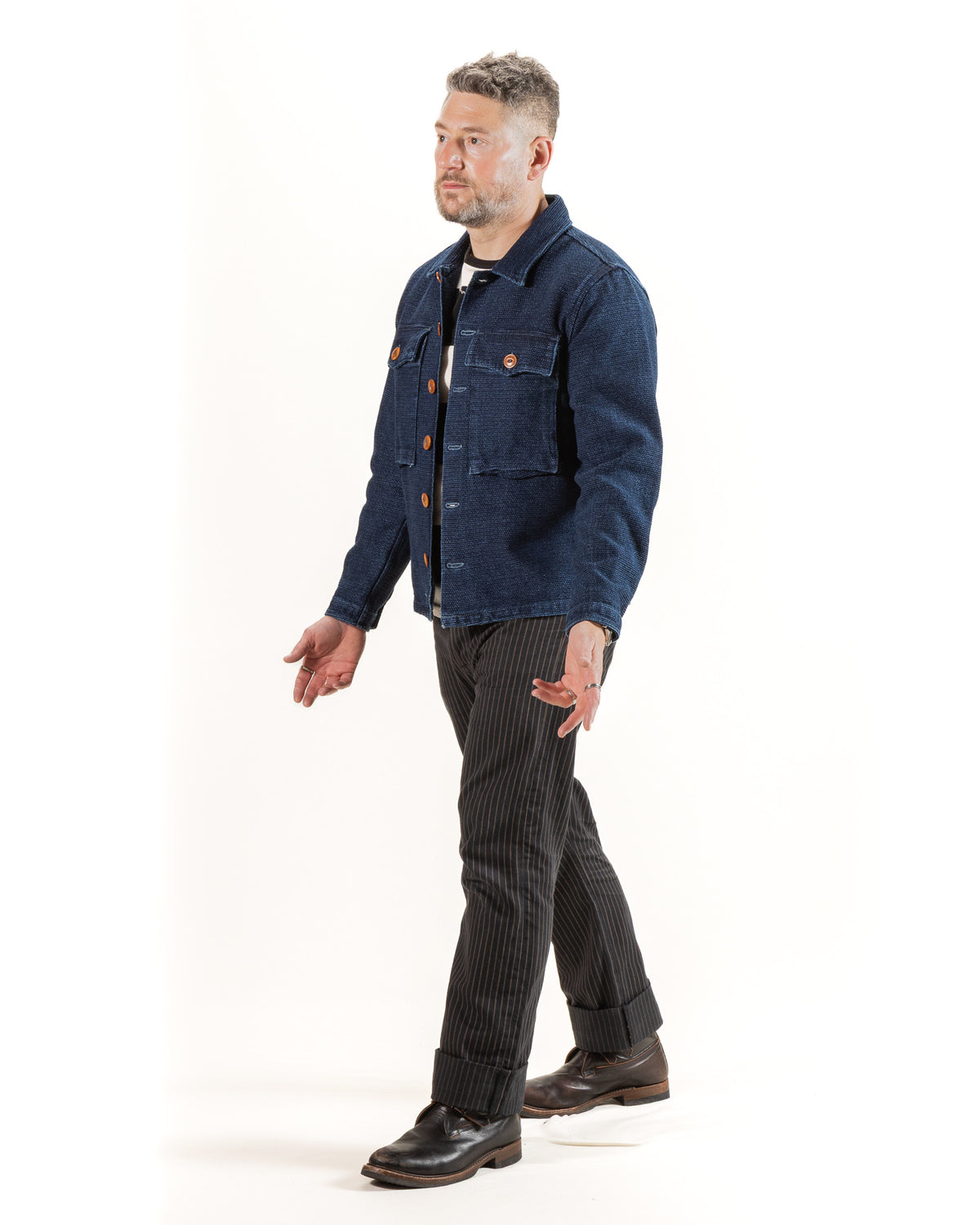 Freenote Midway CPO Shirt - Sashiko Single Rinsed - Standard & Strange