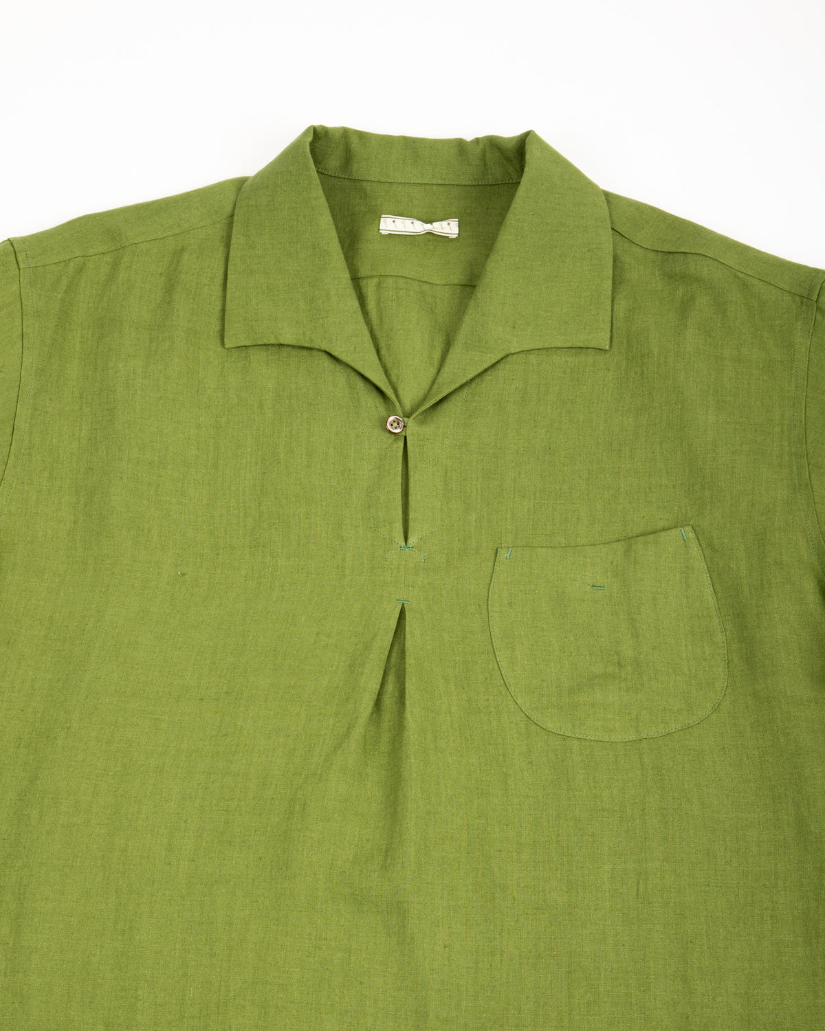 Gorsch Capri Short Sleeve Pullover Shirt - Olive Green Linen - Standard & Strange