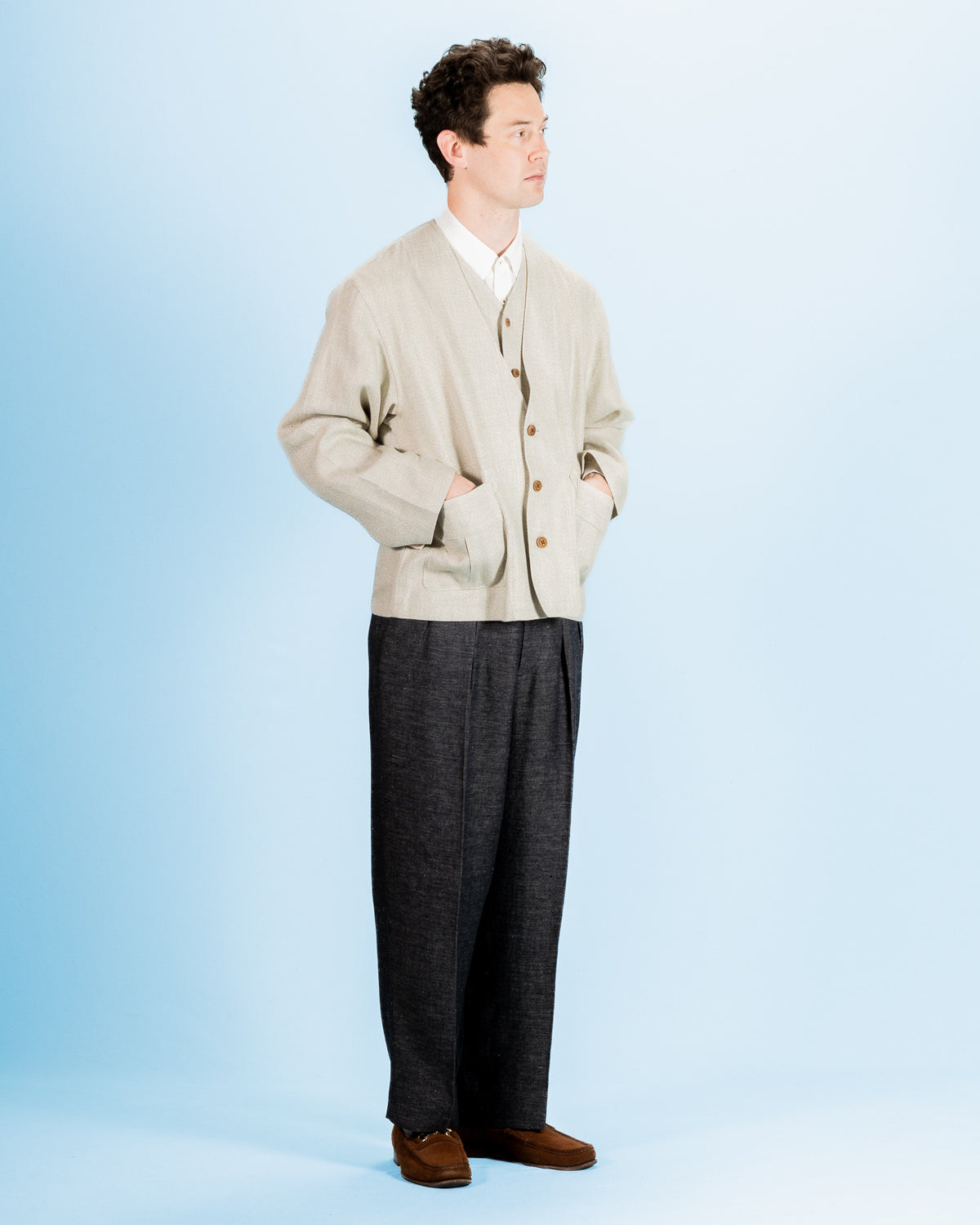 Gorsch Layered Front Jacket - Ivory Linen Tweed - Standard & Strange