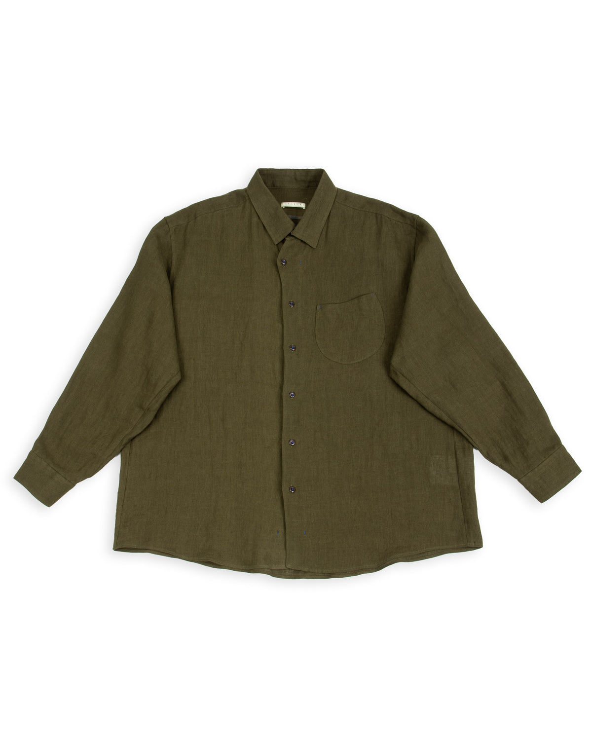 Gorsch Wide Silhouette Collar Shirt - Khaki Green French Linen - Standard & Strange