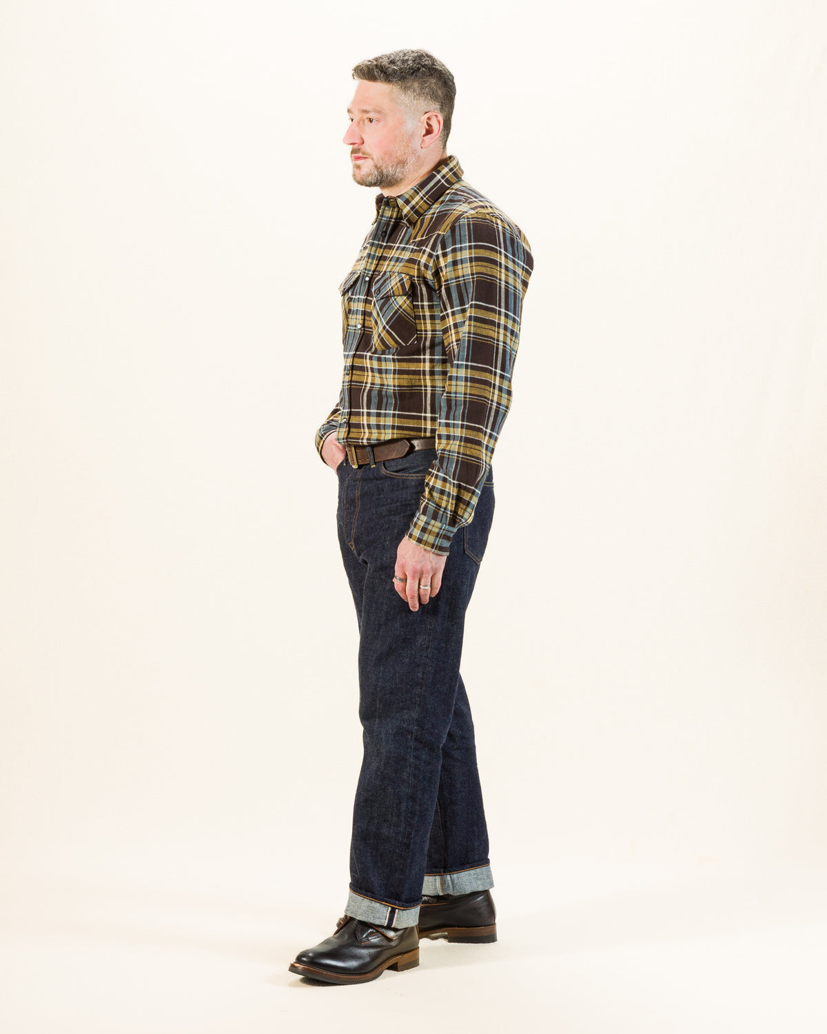 Indigofera Dawson Heavy Flannel Shirt - Brown / Olive / Turquoise / Ecru - Standard & Strange