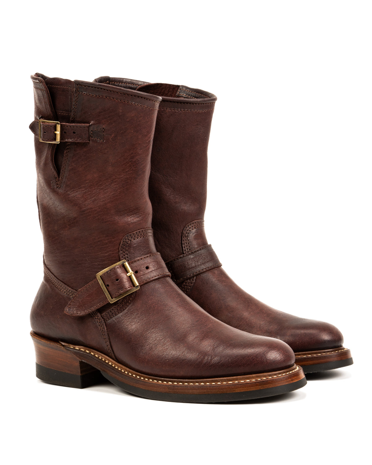 John Lofgren Wabash Engineer Boots - Burnt Burgundy Ezo Deerskin - Standard & Strange