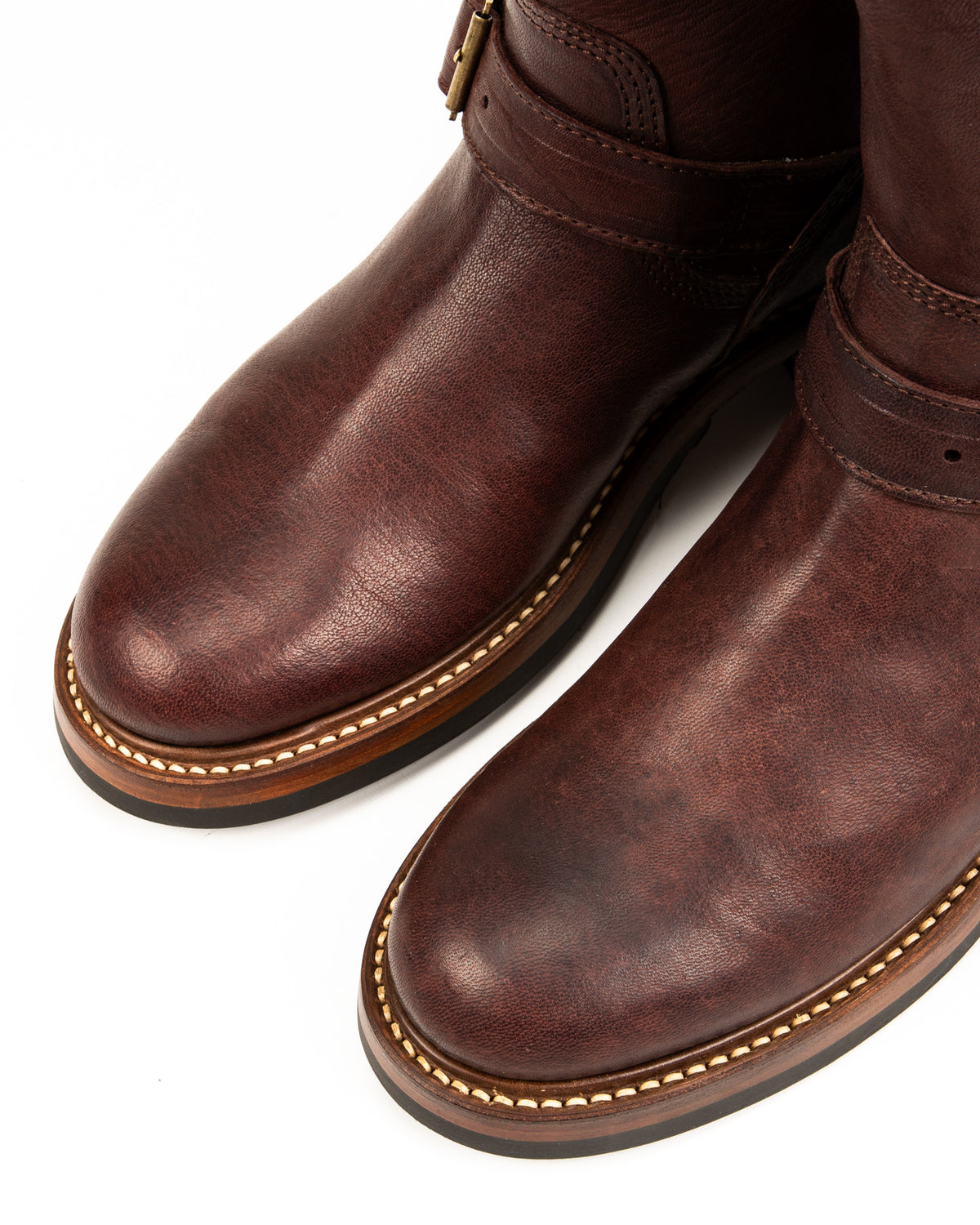 John Lofgren Wabash Engineer Boots - Burnt Burgundy Ezo Deerskin - Standard & Strange