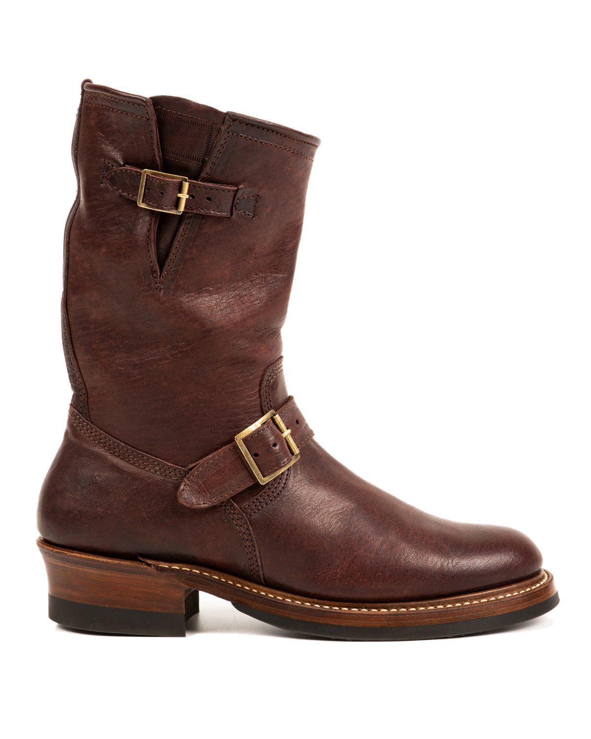John Lofgren Wabash Engineer Boots - Burnt Burgundy Ezo Deerskin - Standard & Strange