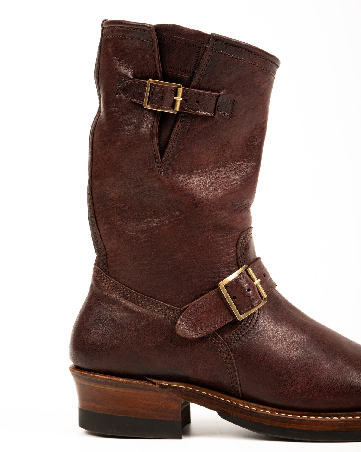 John Lofgren Wabash Engineer Boots - Burnt Burgundy Ezo Deerskin - Standard & Strange