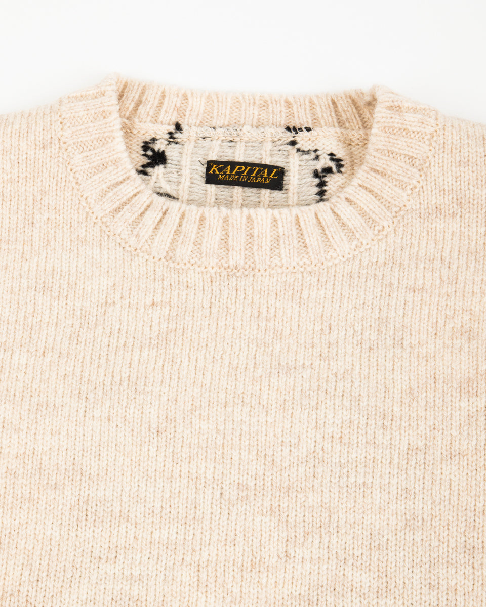 Kapital 5G Wool BONE Crew Sweater - Ecru - Standard & Strange
