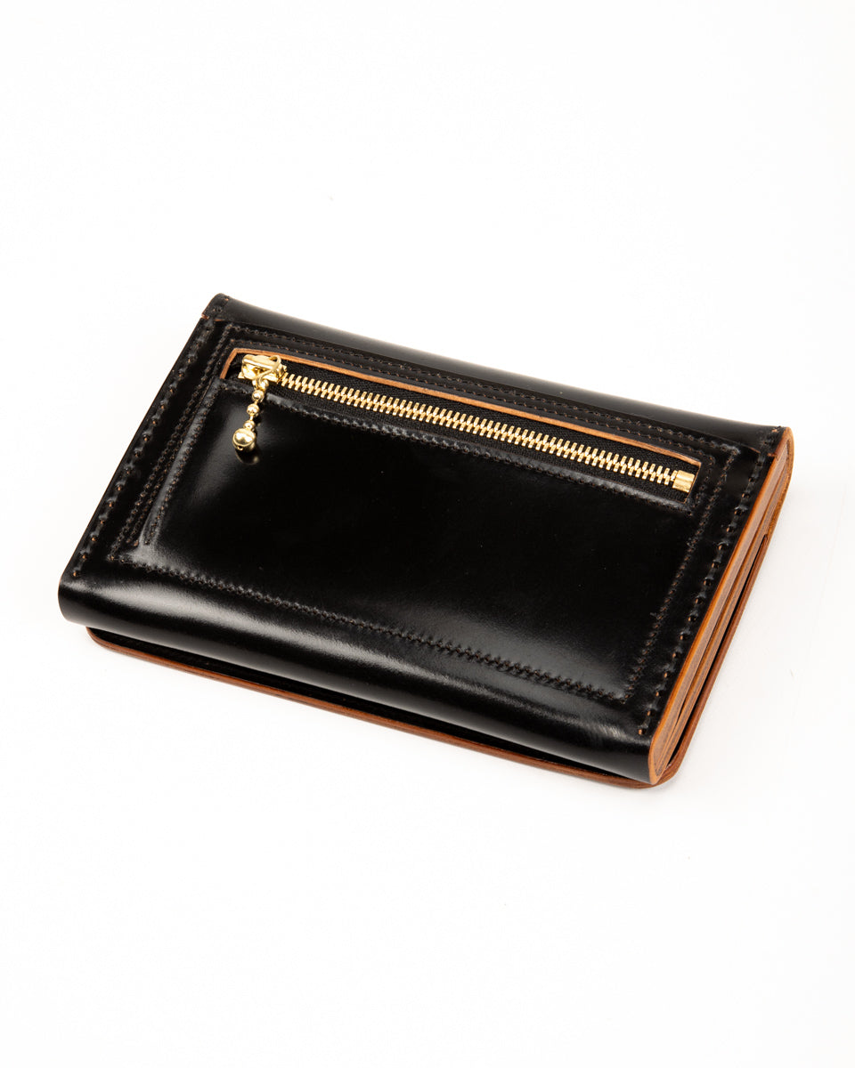 Rolling Dub Trio Middle Trucker Wallet - Black Rocado Cordovan - Standard & Strange