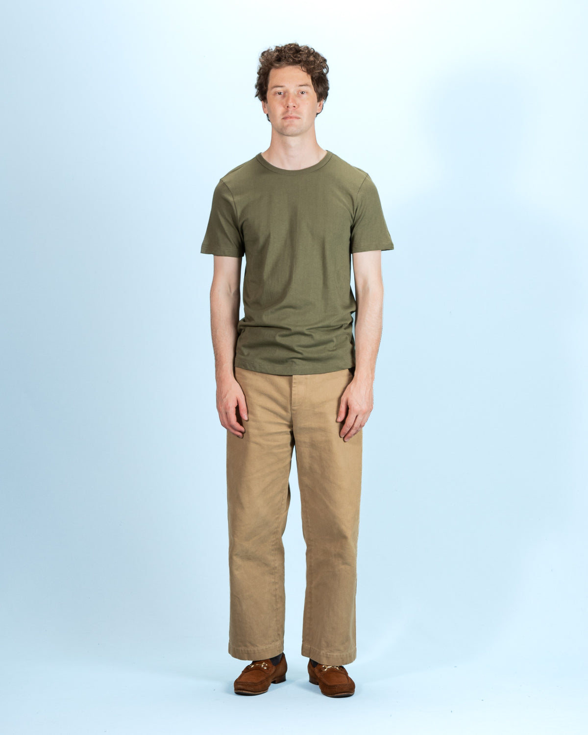 Merz b. Schwanen 1950s Lightweight Loopwheeled Tee - Army - Standard & Strange