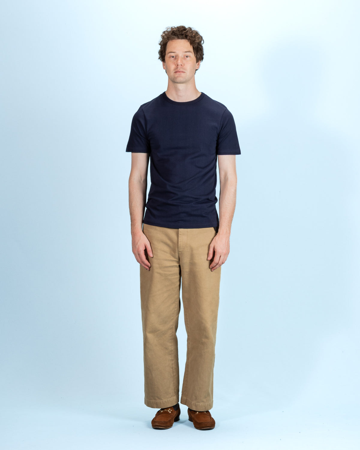 Merz b. Schwanen 1950s Lightweight Loopwheeled Tee - Ink Blue - Standard & Strange