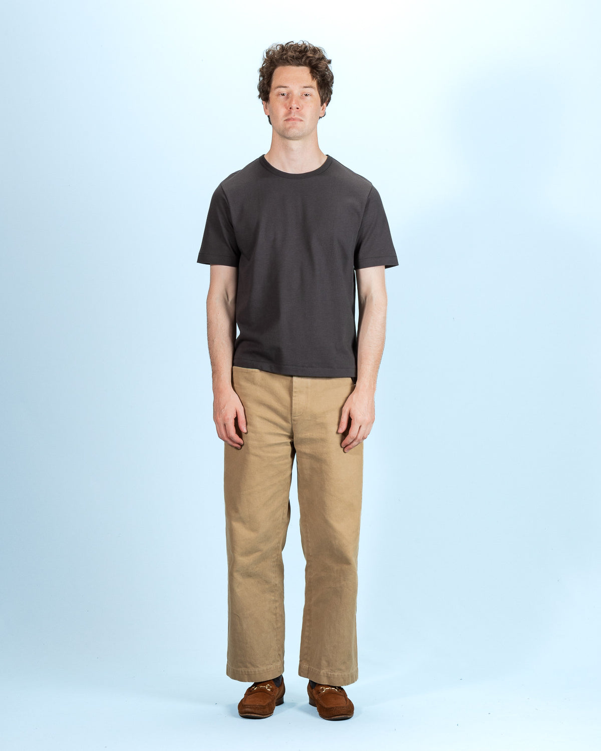 Merz b. Schwanen 2M15C Cropped Vintage Machine Jersey T-Shirt - Charcoal - Standard & Strange