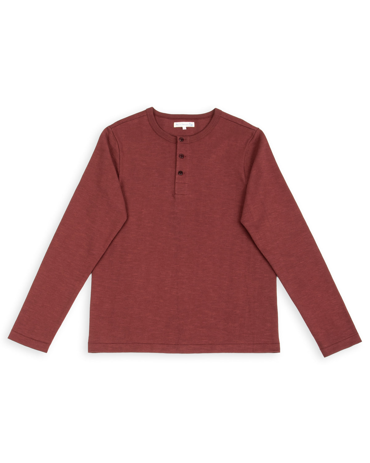 Merz b. Schwanen 2S08 Loopwheeled Relaxed Fit Heavyweight L/S Henley - Burgundy - Standard & Strange