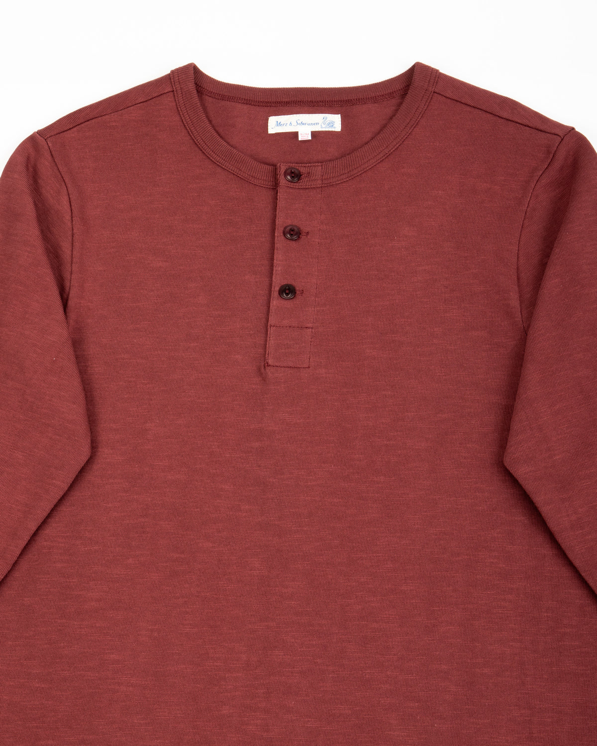 Merz b. Schwanen 2S08 Loopwheeled Relaxed Fit Heavyweight L/S Henley - Burgundy - Standard & Strange