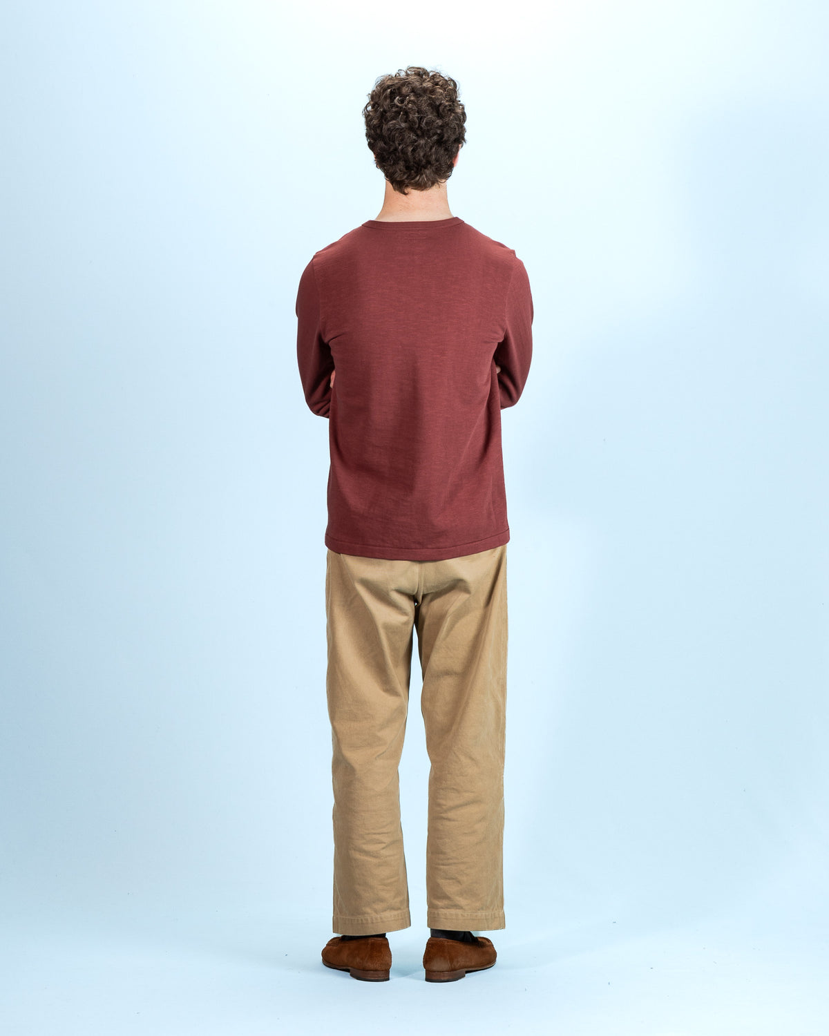 Merz b. Schwanen 2S08 Loopwheeled Relaxed Fit Heavyweight L/S Henley - Burgundy - Standard & Strange