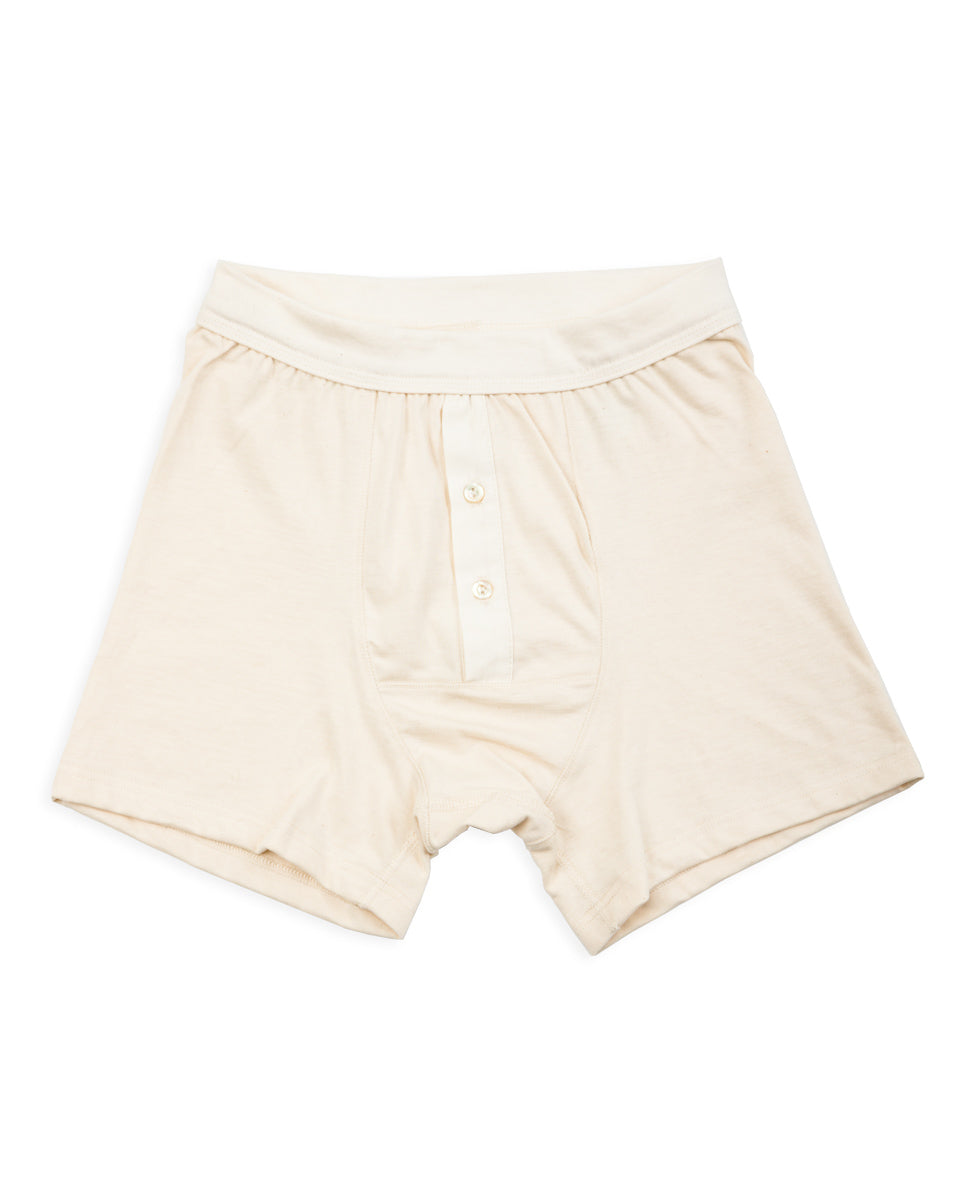Merz b. Schwanen 255 Loopwheeled Button Fly Boxer - Nature - Standard & Strange