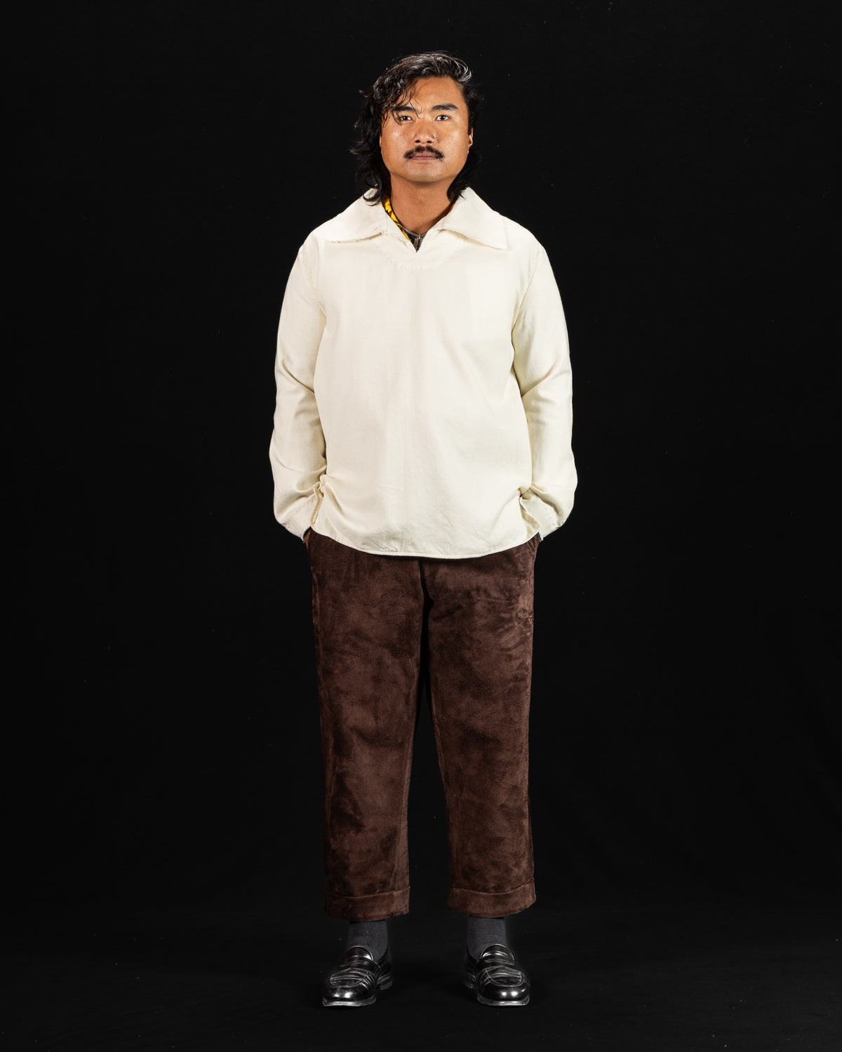 Monad London Newman P/O Shirt - White Botany Serge Wool - Standard & Strange