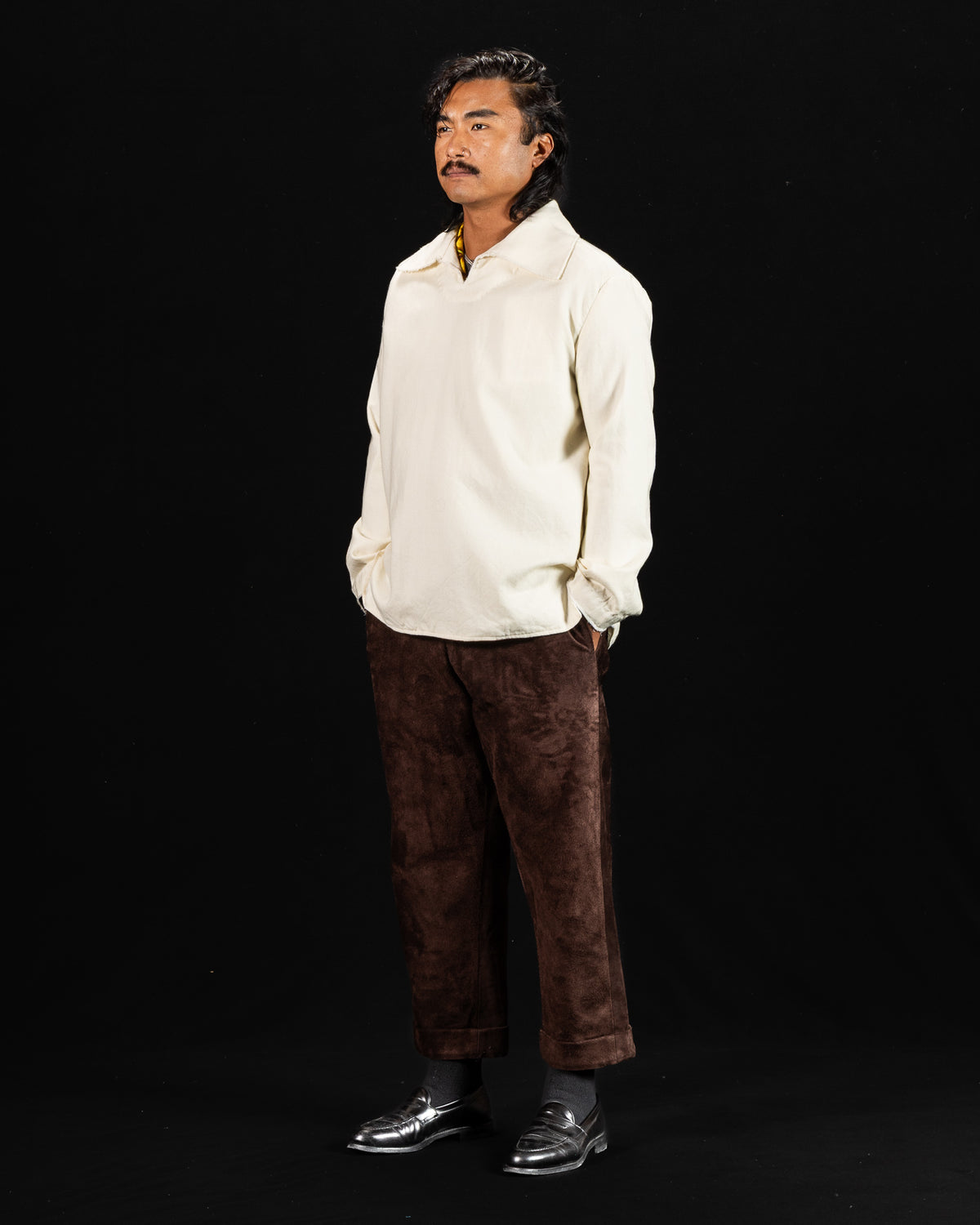 Monad London Newman P/O Shirt - White Botany Serge Wool - Standard & Strange