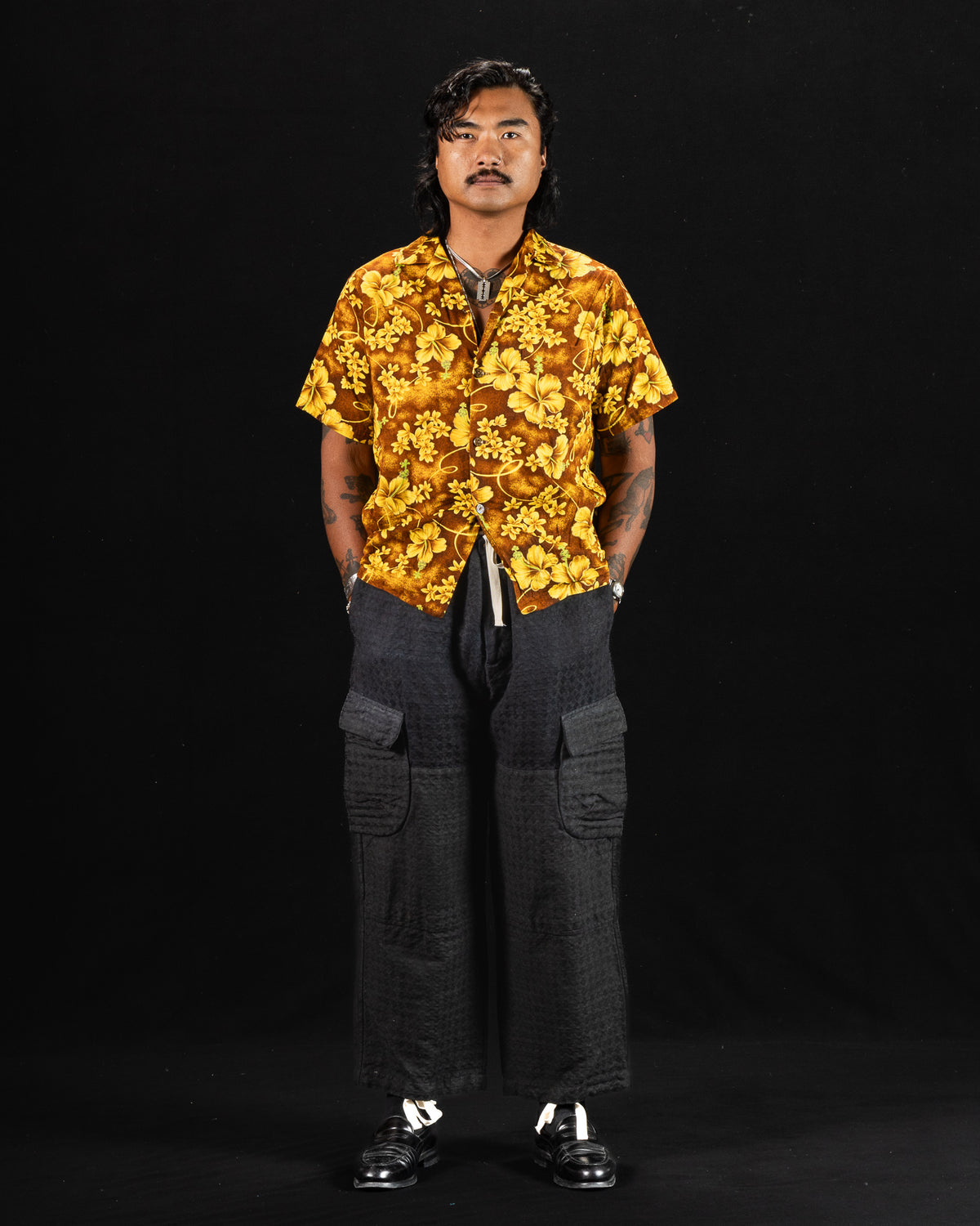 Monad London Simmons Cargo Pant - Hand Dyed Black Cotton/Hemp Jacquard - Standard & Strange