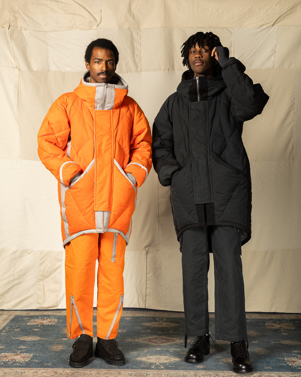 MotivMfg Lander Down Coat - Charcoal Halley Stevenson "Military Finish" Waxed Cotton - Standard & Strange
