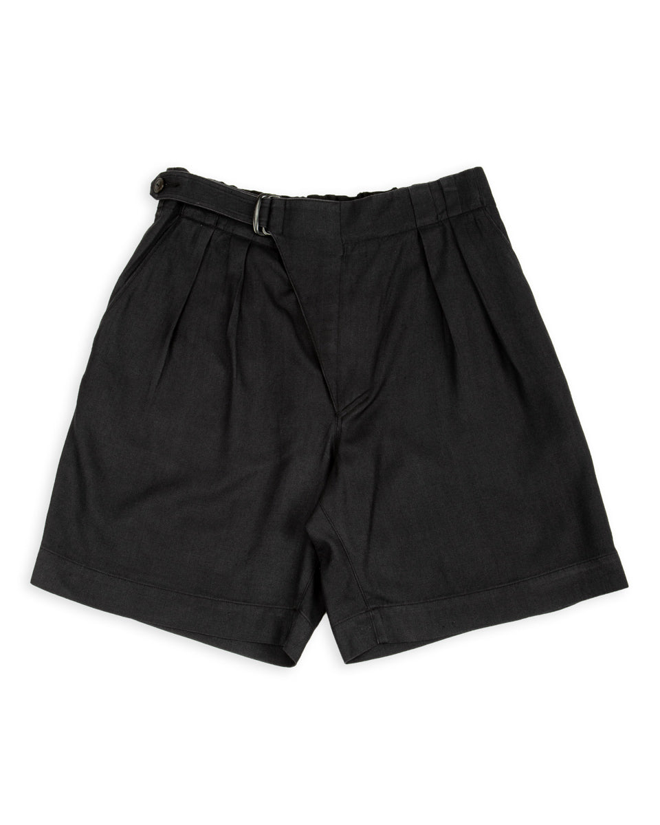 MotivMfg Oblique Shorts - Dark Navy Herringbone Tussah Silk - Standard & Strange