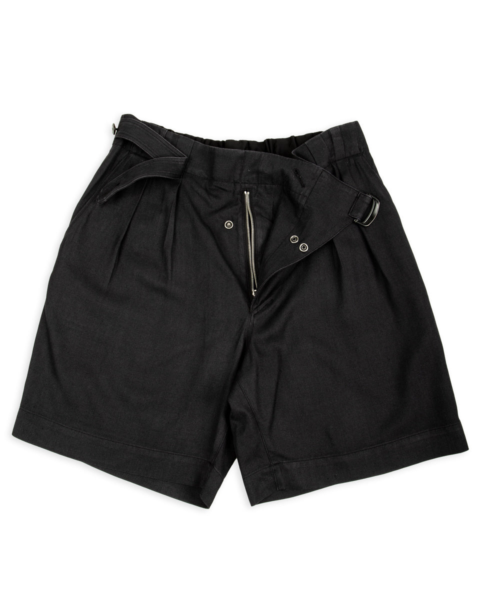 MotivMfg Oblique Shorts - Dark Navy Herringbone Tussah Silk - Standard & Strange