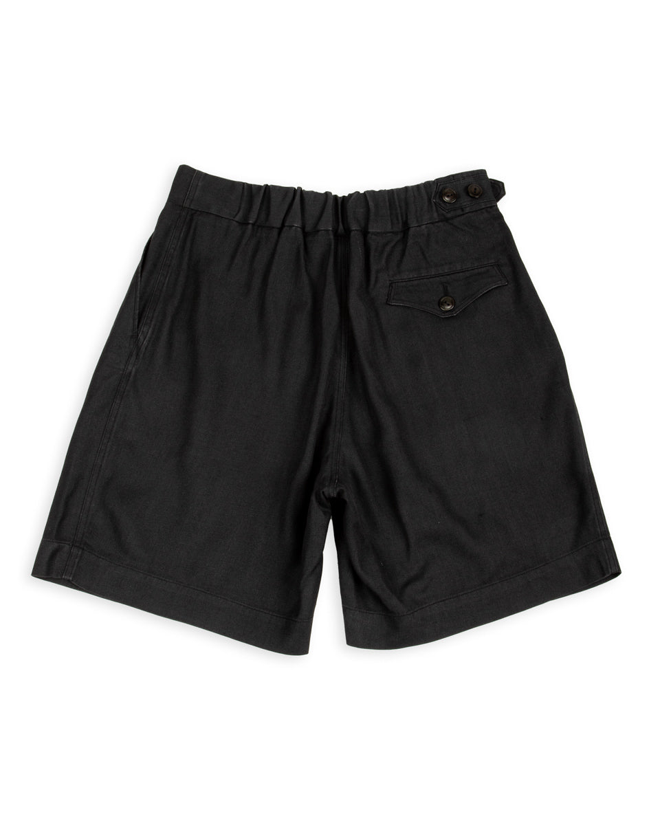 MotivMfg Oblique Shorts - Dark Navy Herringbone Tussah Silk - Standard & Strange