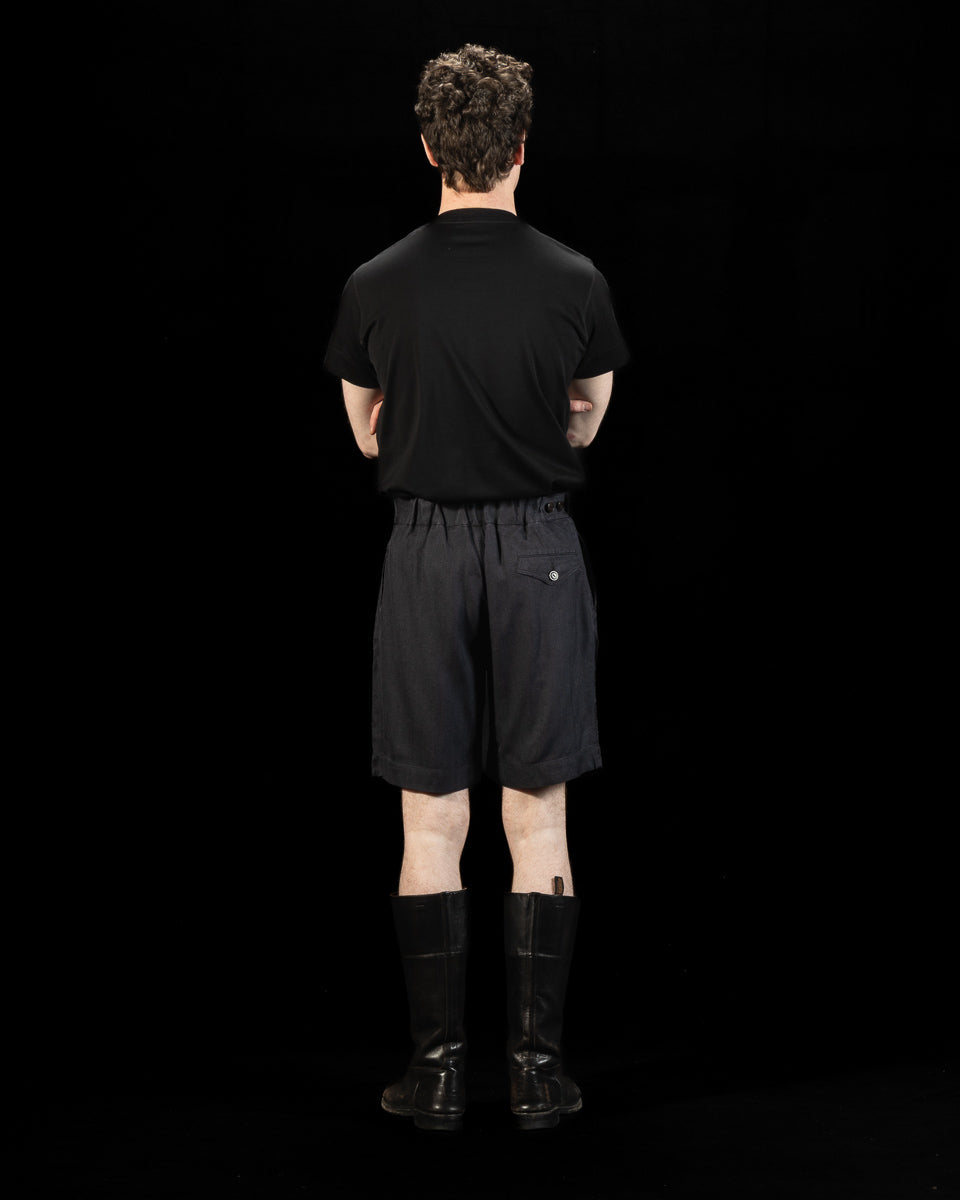 MotivMfg Oblique Shorts - Dark Navy Herringbone Tussah Silk - Standard & Strange